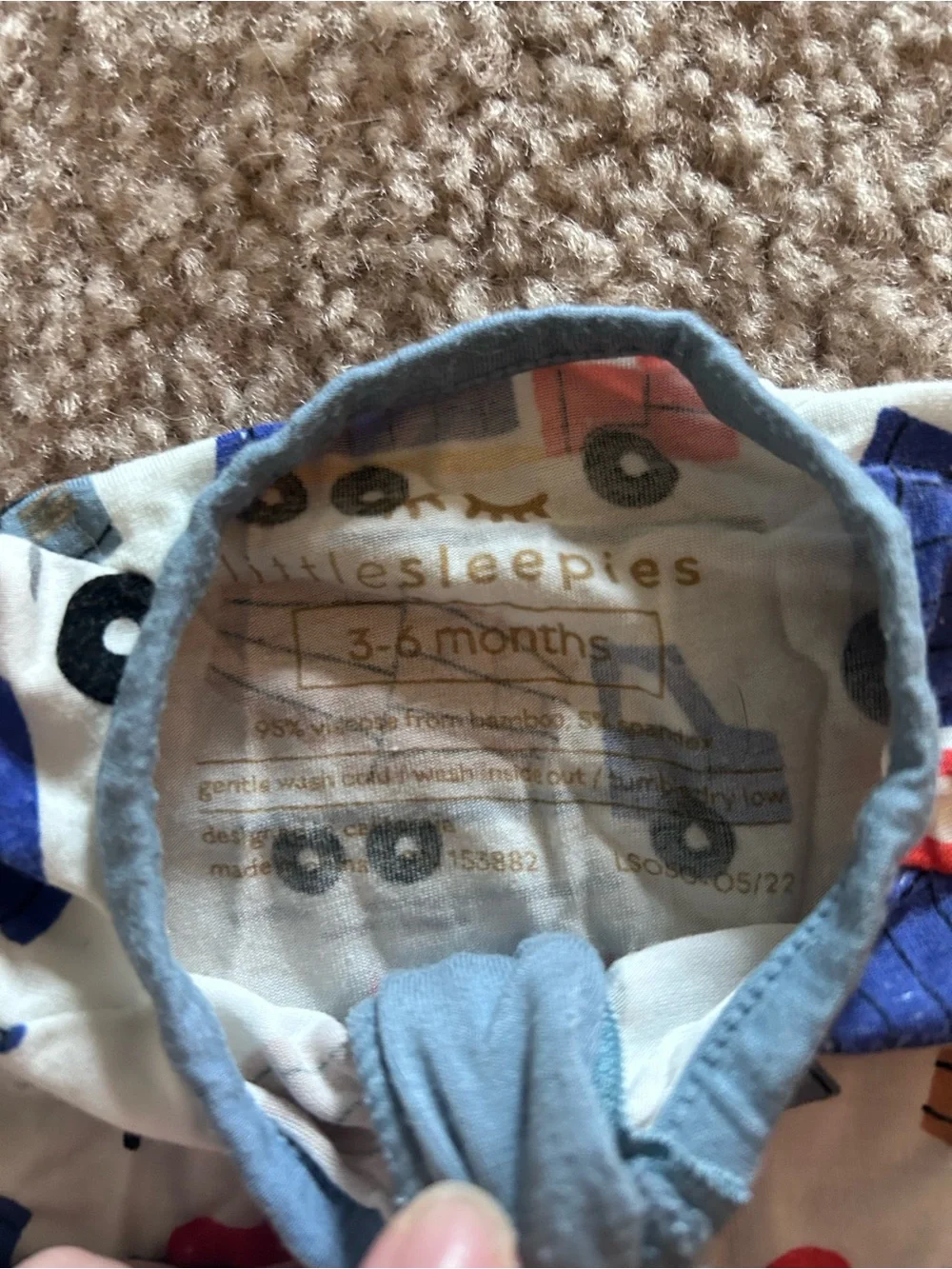 Little Sleepies construction footed pajama 3-6months